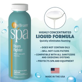 ProTeam Spa Foam Fighter - Spa Foam Eliminator Helps with Foam Down for Hot Tub Defoamer with SplashWiz Hot Tub Chemicals Care Guide - Made in USA (1 pt) (2 Pack)
