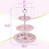 BTaT- Floral 3 Tier Cake Stand, Porcelain, Pastel Pink with