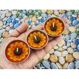 HukDok Flower Shape Tealight Candles for Birthday Party Home Décor Spa Wedding Anniversary Valentine's Day Mother's Day Celebration Baby Shower Decoration. (Sunflower)