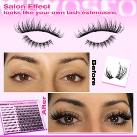wiwoseo Wispy Lash Clusters with Bottom Lashes Natural Lash Extension Kit Short Cluster Eyelash Extensions Kit with Clear Bond and Seal Waterproof Eyelash Clusters with Bottom Lash Clusters (5-16mm)