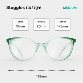 Stoggles Cat Eye Z87.1 Certified Polycarbonate Safety Glasses, Scratch & Shatter-Proof, Blue-Light & UV Blocking Lens, Top & Side Shields, Anti-Fog Dip Coated, Durable, Protective & Stylish Eyewear