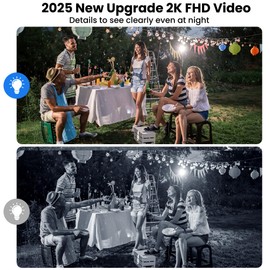 2025 2K Wireless Security Camera for Outdoor with 64G SD Card, Free Cloud Storage, 1-5Month Battery Life, AI Motion Detection, Spotlight, Siren Alarm, 2-Way Audio, Waterproof WiFi Surveillance Camera