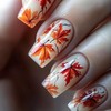 MERVF Fall Press on Nails Medium Square, Maple Leaf Fake