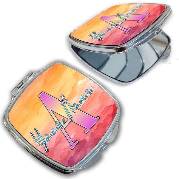 Bleu Reign Compact Personalized Pocket Mirror Custom Name Gradients Pattern