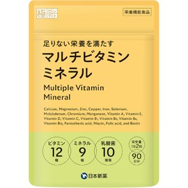 Nippon Shinyaku Multivitamin Mineral (90-day supply, 180 tablets) Made in Japan in a GMP-certified factory. 22 carefully selected ingredients, 12 vitamins, 9 minerals, lactic acid bacteria. 100% of the daily requirement.