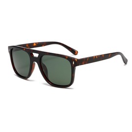 YAMEIZE Retro Rectangle Double Bridge Sunglasses - for Women Men Vintage Pilot Eyewear UV400 Protection Square Shade Driving