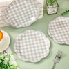 60Pcs Fall Gingham Paper Plates, Light Gray, 7 Inch