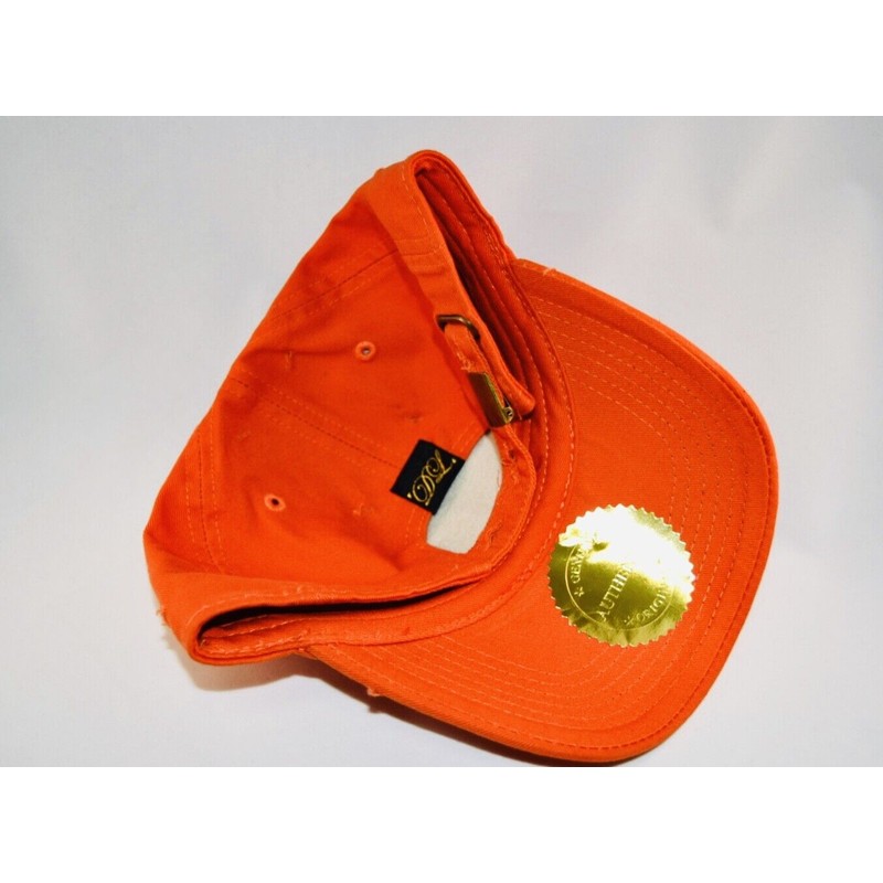 Damier Langevinè® Trendy Distressed Orange Designer Baseball Cap Lion Hat