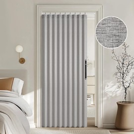 MIULEE Accordion Style Magnetic Folding Door Curtains for Doorways/Closet, Room Divider Pleated Drapes with Hooks for Interior Living Room/Bedroom/Open Closet, Grey, W39 x L78 inches, 1 Panel