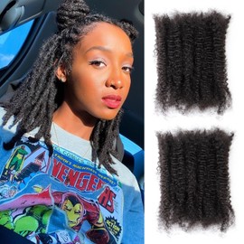 Afro Kinkys Bulk Human Hair For Dreadlock Extensions Create Repair Braid Micro Twist Afro Kinky Curly Human Hair Bundles Bulks Locs Extensions 8 Inch 2 Packs 60g 1B Natural Black Soft Bouncy Fluffy