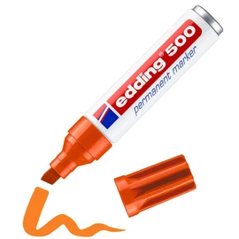 edding edding 500 Permanentmarker - orange - 1 Stift - Keil-Spitze 2-7 mm - wasserfest, schnell-trocknend - wischfest - für Karton, Kunststoff, Holz, Metall, Glas