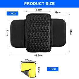 Centre Console Car Armrest Protector with 1 Car Wash Cloth, Car Armrest Padding Universal Centre Armrest Cushion Cars Armrest Cushion for Most Cars, Vans and SUVs (Black)