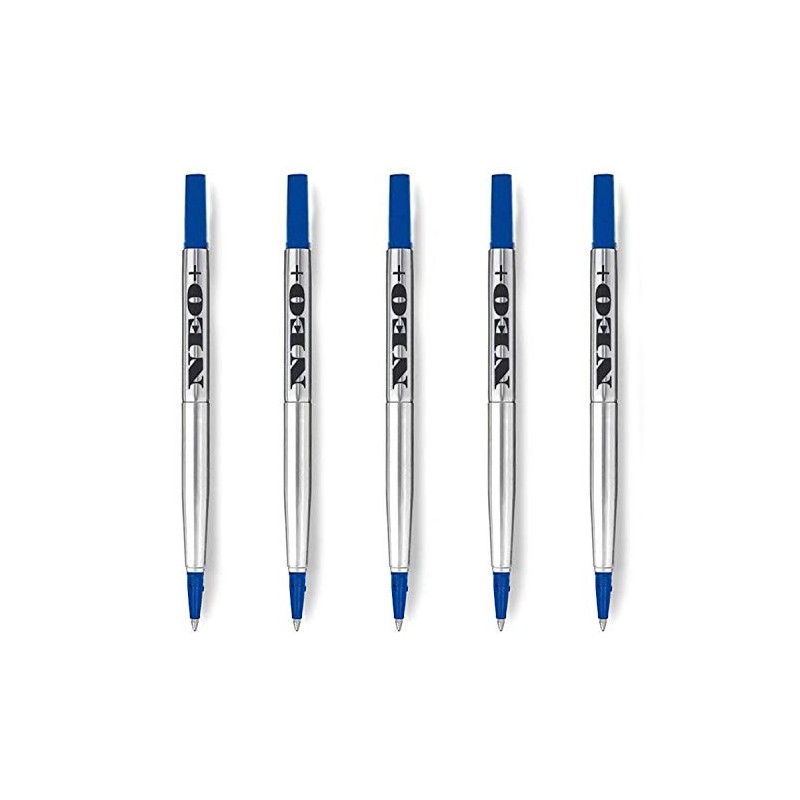 5 x Blue Quink Rollerball Pen Refills Medium - Parker