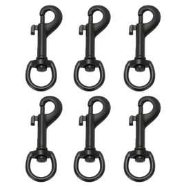 PATIKIL 6Pcs Flag Swivel Snap Clips, 2.7 Inch Heavy Duty Alloy Flag Pole Snaps Hooks Stainless Flagpole Accessories for Rope Hardware Key Chain Leash Leather Craft, Black