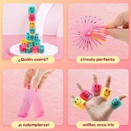 MHKBD 36 Piezas de Juguetes de Resorte arcoíris Surtidos de plástico, Colores Brillantes, con Cara Sonriente, para Regalo de Carnaval, cumpleaños, Bolsas de Regalo, premios de Fiesta