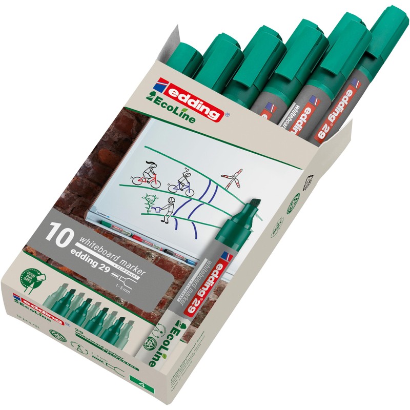 edding 29 Ecoline whiteboard marker - green - box of