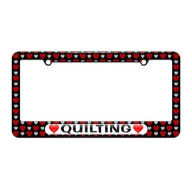 GRAPHICS & MORE Quilting Love with Hearts - License Plate Tag Frame - Hearts Love Design