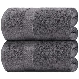White Classic Luxury Soft Bath Sheet Towels - 650 GSM Cotton Luxury Bath Towels Extra Large 35x70 | Highly Absorbent and Quick Dry | Hotel Quality Extra Large Bath Towels Oversized, Dark Gray, 2 Pack