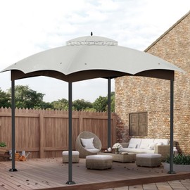 10x12 Gazebo Replacement Canopy Top Cover,Outdoor Double Tier Waterproof Canopy Roof for Lowe's Allen Roth Gazebo #GF-12S004B-1（Gray）