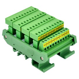 Slim DIN Rail Mount 10A/300V Pluggable Screw Terminal Block Distribution Module (5x10 Position)