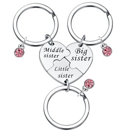 Sister Keychain Gifts for 3 Sisters 3PCS Middle Sis Big Sis Little Sis Keychain Gifts Three Sisters Gifts Matching Keychains