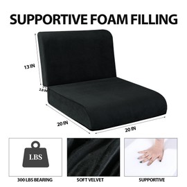 HOMBYS Recliner Seat Cushion with Lumbar Supportive Pillow Extra Large Non-Slip Seat Cushion with Back Support Cushions,Cruve Edge Design for Relief Thighs Pressure, Black