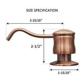 Akicon Soap Dispenser for Kitchen Sink, Brass Body Refill from Top, Built in Design with Large Liquid Soap 17 OZ Bottle, Kitchen Countertop Soap Dispenser