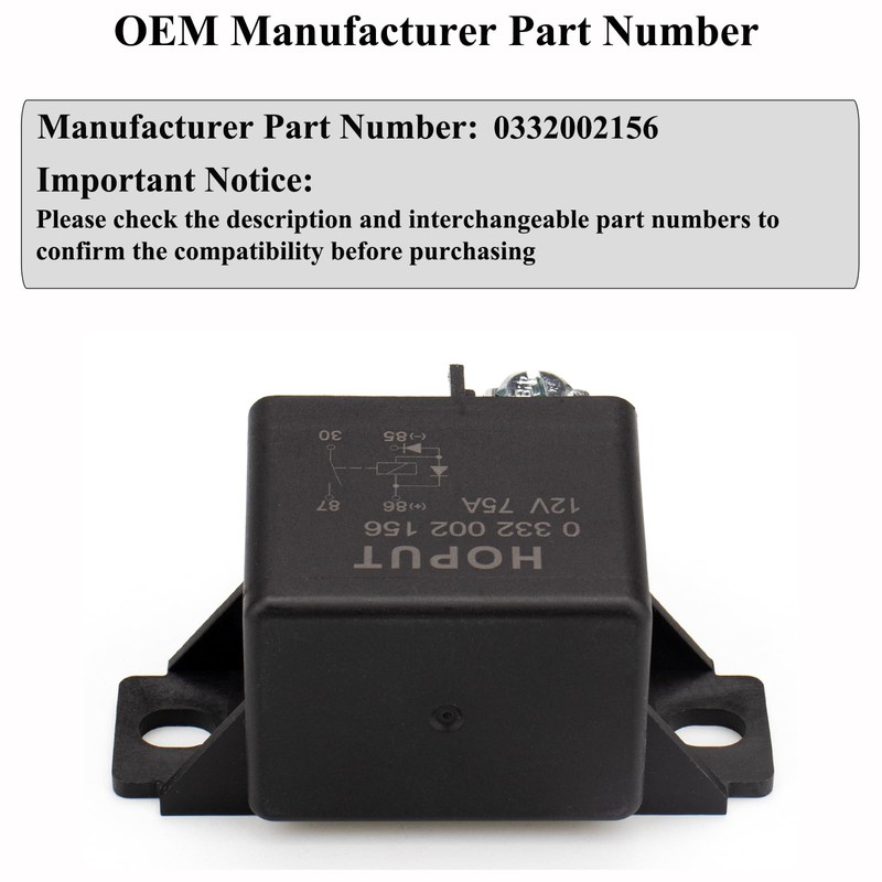 HOPUT 0332002156 V23232-a0001-y003 Normal Open Power Relay,12V, 75A, Pack of