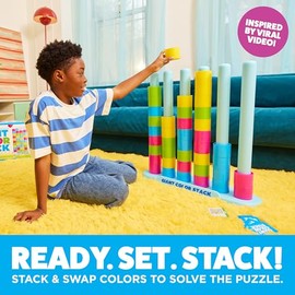 Giant Color Stack Challenge by Relatable – Strategy Stacking Game with 50 Puzzles, Backyard & Lawn Activity for Summer Parties, Outdoor Fun for Families & Groups, Ages 6+