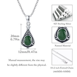 TUGHRA Green Agate Necklace for Women 925 Sterling Silver Amethyst Charm Birthstone Jewelry Gifts Dainty Green Agate Pendant Necklaces Exquisite Gemstone Gifts for Wife Moms Grandm