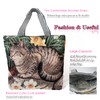 Cat Canvas Tote Bag, Cute-Tabby Shoulder Bag with Zipper for