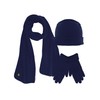 Black 3 Piece Fleece Hat Scarf & Glove Matching Set