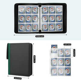 TCGUARD 9 Pockets Trading Card Binder with Sleeves Card Organizer, 900 Double Sided Pocket PU Card Collection Binder, Baseball Binder,for Sports Card, MTG, TCG Yugioh Card (Green)