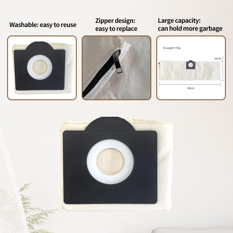 Replacement Dust Bag Washable Zipper Filter Bag for Karcher WD1/MV1/TN