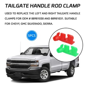 HHZL 5Pair Tailgate Handle Rod Clip for Chevy Silverado GMC Sierra, Door Rod Lock Retainer Clip Replacement Include Left and Right Red Green Parts 88981031 88981030