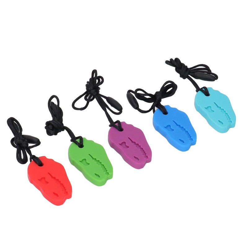 5pcs Infants Teething Necklace Silicone Exercise Senses Soothing Gum Chewing