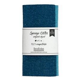Retro Kitchen Organic Dyed Compostable Sponge Cloth Set - Marine, 2 Cloths