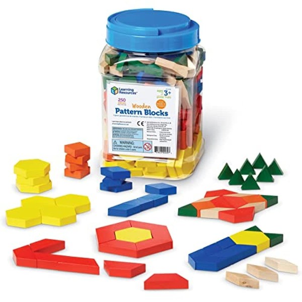 Learning Resources Wooden Pattern Blocks, Early Math Concepts, Set of 250, Ages 3+