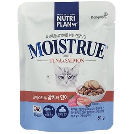 뉴트리플랜 모이스트루 참치와 연어 80g x 12개 고양이간식 습식파우치 음수량 생선 NutriPlan Moist Tuna and Salmon 80g x 12 Cat Treats Wet Pouch Hydration Fish