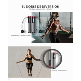 RENPHO - Cuerda de saltar inalámbrica, cuerda de saltar con contador, cuerdas de saltar para fitness, cuerda de saltar inteligente para crossfit, gimn