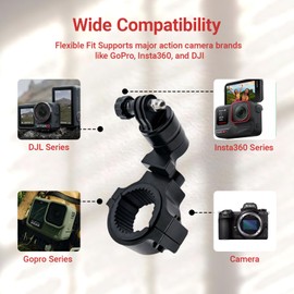 UTV ATV 360° Rotation Camera Mount,Fits 1'' 1.5'' 1.75'' 2'' Tube Roll Bar,Compatible with DJL Insta360 Gopro Hero etc
