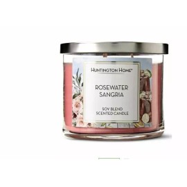 Huntington Home ROSEWATER SANGRIA SCENT 14 OZ 3-Wick Candle NEW with TAGS