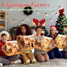 Libima 28 Set Christmas Craft Kit Christmas Gingerbread House Kit Make a Gingerbread Cardboard House Novelty Holiday Crafts for Xmas Party Game Craft Supplies