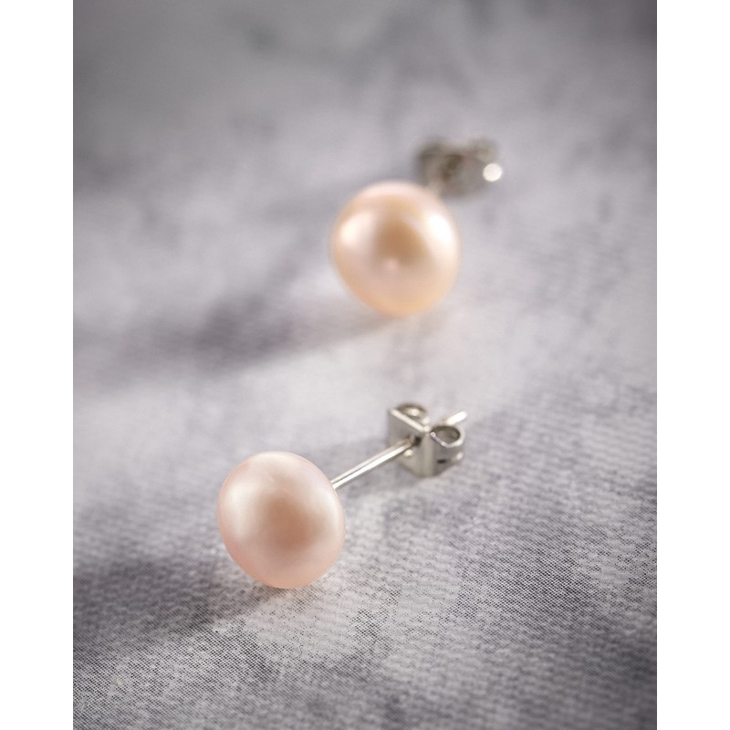 Anthony Vincent Aretes Perla Rosa Cultivada Natural Tamaño 10 mm