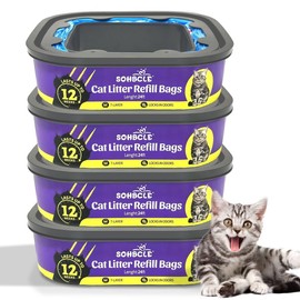 Cat Litter Refill Bags| 4-Pack Cartridges Compatible with Genie Cat Litter Refills Standard,Plus and Style Pail | Superior Odor Control (NOT Compatible with XL)