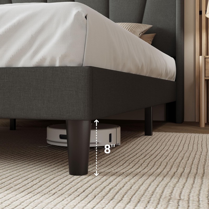 Allewie Full Size Platform Bed Frame with Geometric Wingback Headboard,