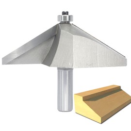 Akylin 60 Degree Extra Large Chamfer Router Bit,1/2" Shank,1-3/4" Cutting Depth,1" Cutting Length Horse Nose Bevel Bits,Eased Edge Cutter with Ball Bearing for Wood Profiling,Edge Forming