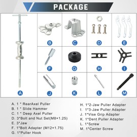 ATPEAM 9-Way Slide Hammer Puller Set | Front Wheel Hub Bearing Remover & Rear Wheel Axle Hub Dent Shaft Puller Tool Kit