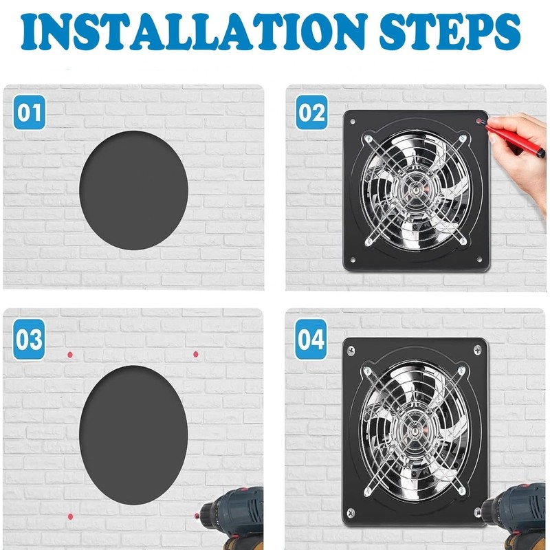Aydomer 8 Inch Exhaust Fan Metal Ventilation Fan With Switch