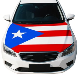 The Commonwealth of Puerto Rico Flag Car Hood Cover, 4 x 5 Feet, Elastic Fabric, Vehicle Bonnet Banner